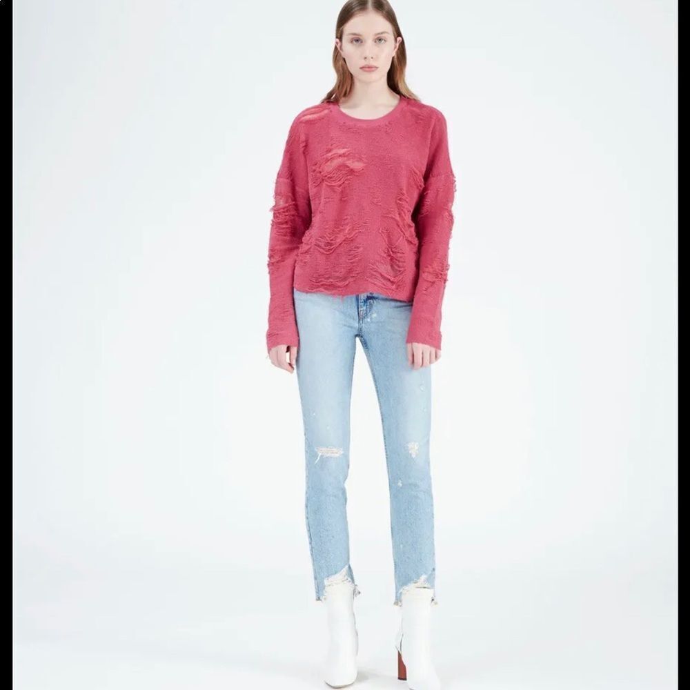 IRO Cenix Sweater in candy pink distressed size X small